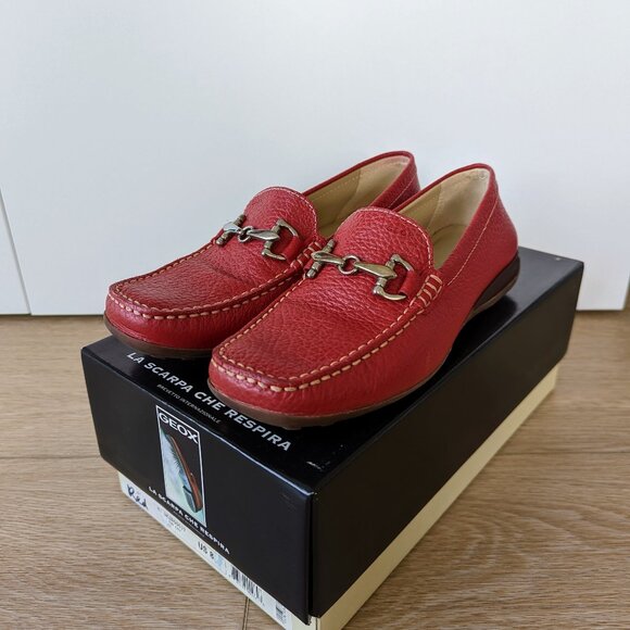 Geox Respira Leather Slip-On Loafers – Red, Women's EU 38 - Picture 1 of 12